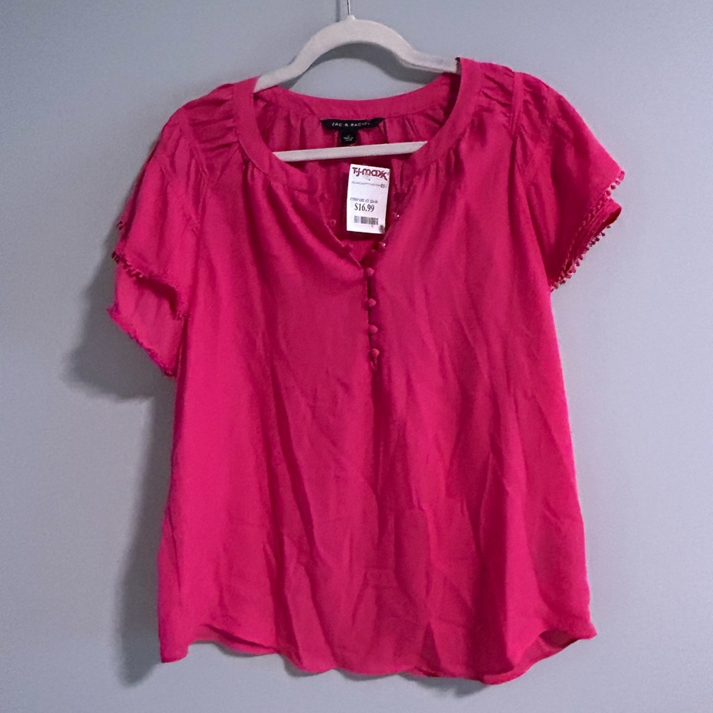 Zac & Rachel Fuchsia Blouse with Button Detail